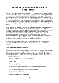 Temperature Control in Food Premises