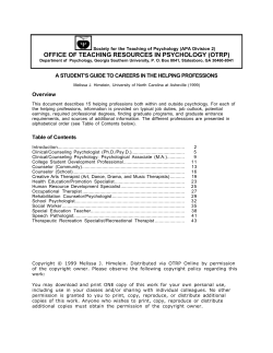 A Student`s Guide to Careers in the Helping Professions
