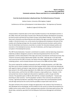 Coulson From the Arusha Declaration to Big Results Now The