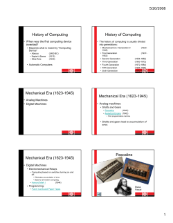 History of Computing History of Computing Mechanical Era (1623