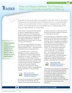 The Financing Team in an Initial Municipal Bond Offering