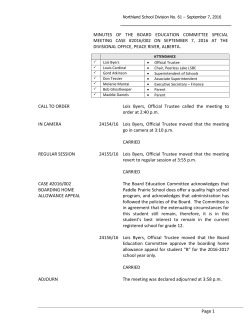 Minutes - Northland School Division No.61