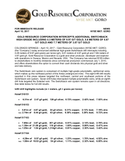 FOR IMMEDIATE RELEASE NEWS - Gold Resource Corporation