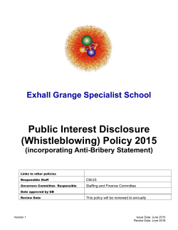 Public Interest Disclosure (Whistleblowing) Policy