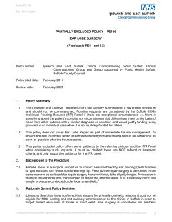 1 PARTIALLY EXCLUDED POLICY &ndash; PE106 EAR LOBE SURGERY