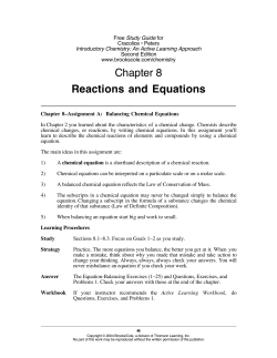 Chapter 8 Reactions and Equations