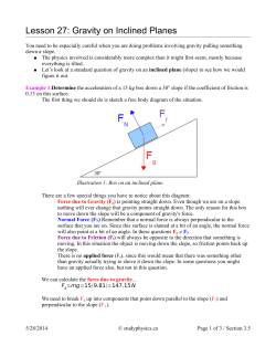Lesson 27: Gravity on Inclined Planes