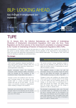 Changes to TUPE
