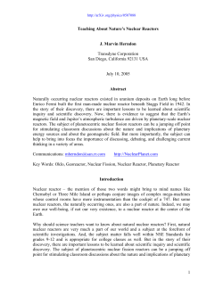 Nature`s Nuclear Reactors - University of Hawaii Physics Department