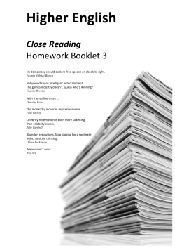 Higher Close Reading Homework Booklet 3