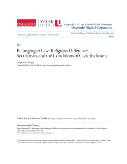 Belonging to Law: Religious Difference, Secularism, and the