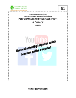 Fall 2013 Grade 6 PWT Teacher - Oakland Unified School District