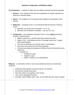Elements, Compounds, and Mixtures Notes