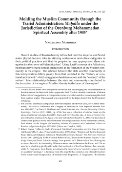 Molding the Muslim Community through the Tsarist Administration