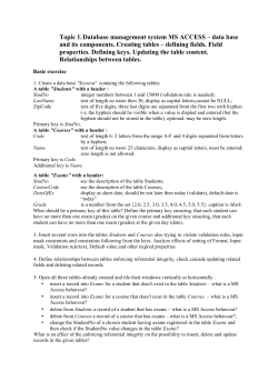 Temat 1 : System zarządzania bazą danych MS ACCESS