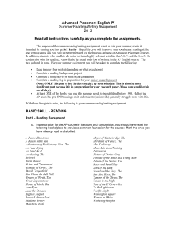 Advanced Placement English IV Summer Reading/Writing