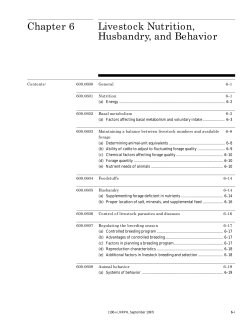 Chapter 6 Livestock Nutrition, Husbandry, and Behavior