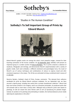 Sotheby`s To Sell Important Group of Prints by Edvard Munch