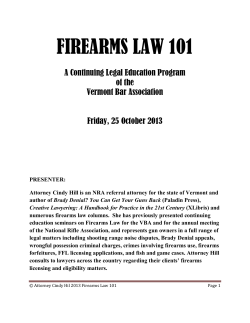FIREARMS LAW 101 - Vermont Bar Association
