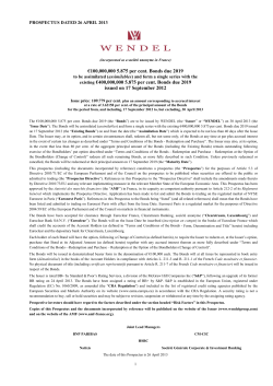 100000000 5.875 per cent. Bonds due 2019 issued