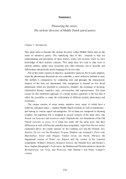 Summary Pleasuring the senses. The stylistic diversity of Middle