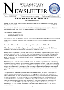 21st October, 2015 - William Carey Christian School