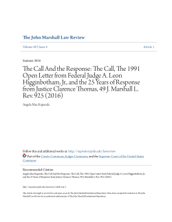 The Call, The 1991 Open Letter from Federal Judge A. Leon