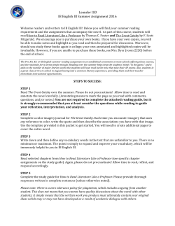 Leander ISD IB English III Summer Assignment 2016