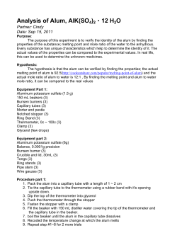 Analysis of Alum, AlK(SO4)2・12 H2O