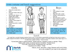 Draft WW2 Costume and Lunch suggestions