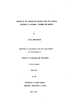 ORIGINS OF THE CENTRALISED UNITARY STATE WITH SPECIAL