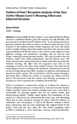 Politics of Fear? Reception Analysis of the New Yorker Obatna