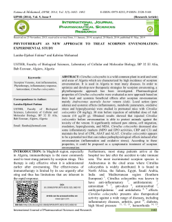PHYTOTHERAPY AS NEW APPROACH TO TREAT SCORPION