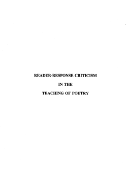 Reader-Response Criticism in the Teaching of Poetry