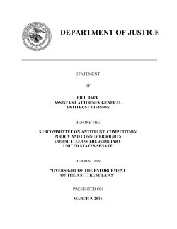 Oversight of the Enforcement of the Antitrust Laws