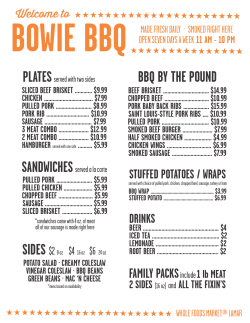 BBQ BY THE POUND SIDES $28 oz $4 16 oz $6 24 oz