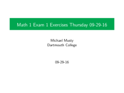 Math 1 Exam 1 Exercises Thursday 09-29-16