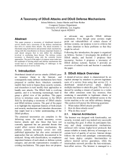 A Taxonomy of DDoS Attacks and DDoS Defense Mechanisms