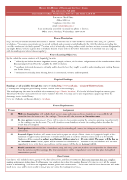 History 304 Syllabus: History of Russia