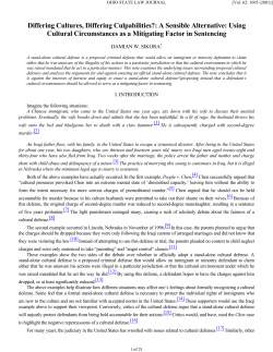 Differing Cultures, Differing Culpabilities?