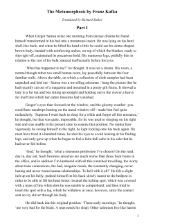 The Metamorphosis by Franz Kafka Part I