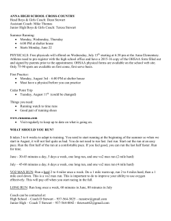 Summer Running Information and Training