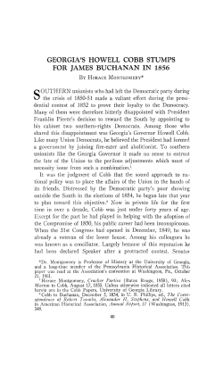 georgia`s howell cobb stumps for james buchanan in 1856
