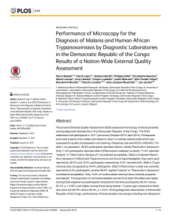 Performance of Microscopy for the Diagnosis of Malaria and