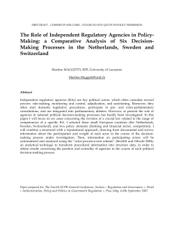 The Role of Independent Regulatory Agencies in Policy
