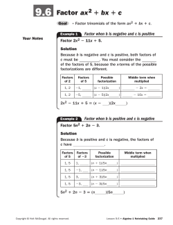 9.6 Factor ax 1 bx 1 c