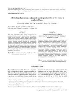 Effect of mechanisation use intensity on the productivity of rice farms