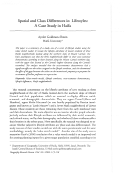 Spadal and Class Differences in Lifestyles: A Case Study in Haifa