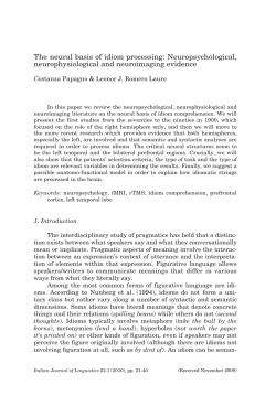 The neural basis of idiom processing: Neuropsychological