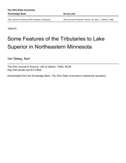 Some Features of the Tributaries to Lake Superior in Northeastern